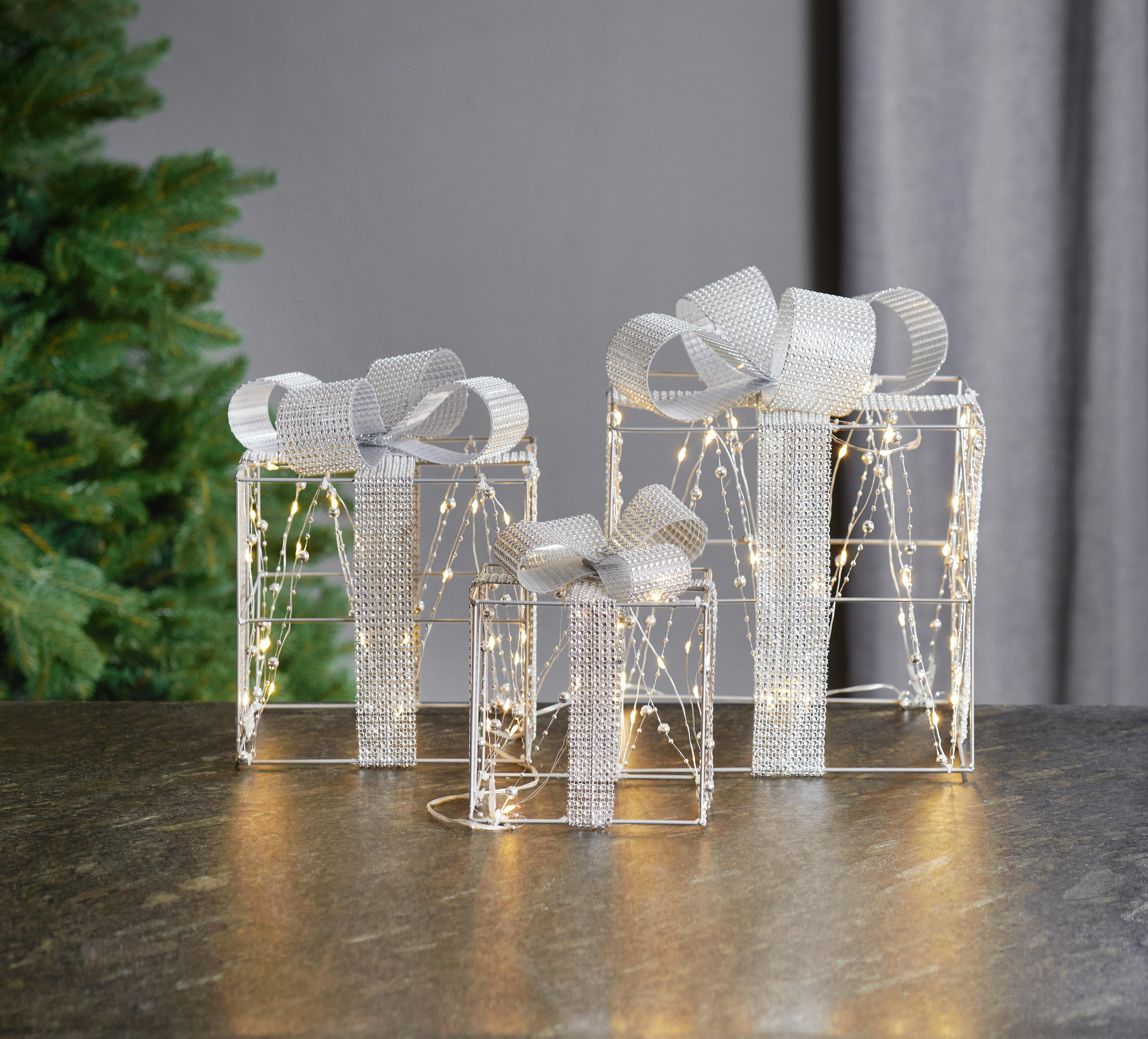 LED-díszlámpa Packi 3-Részes - Ezüst, modern, Fém - Premium Living