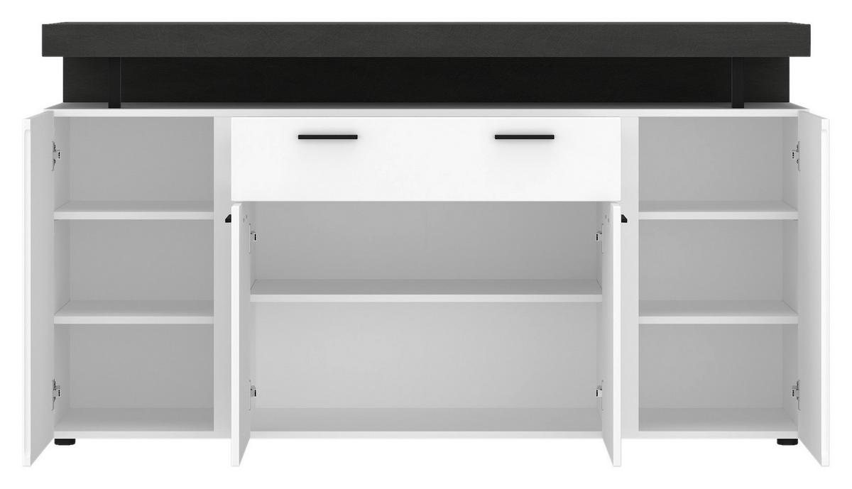 Komoda Fly, Bela, Temno Siva - temno siva/črna, Trend, umetna masa/leseni material (164/90/39,6cm)