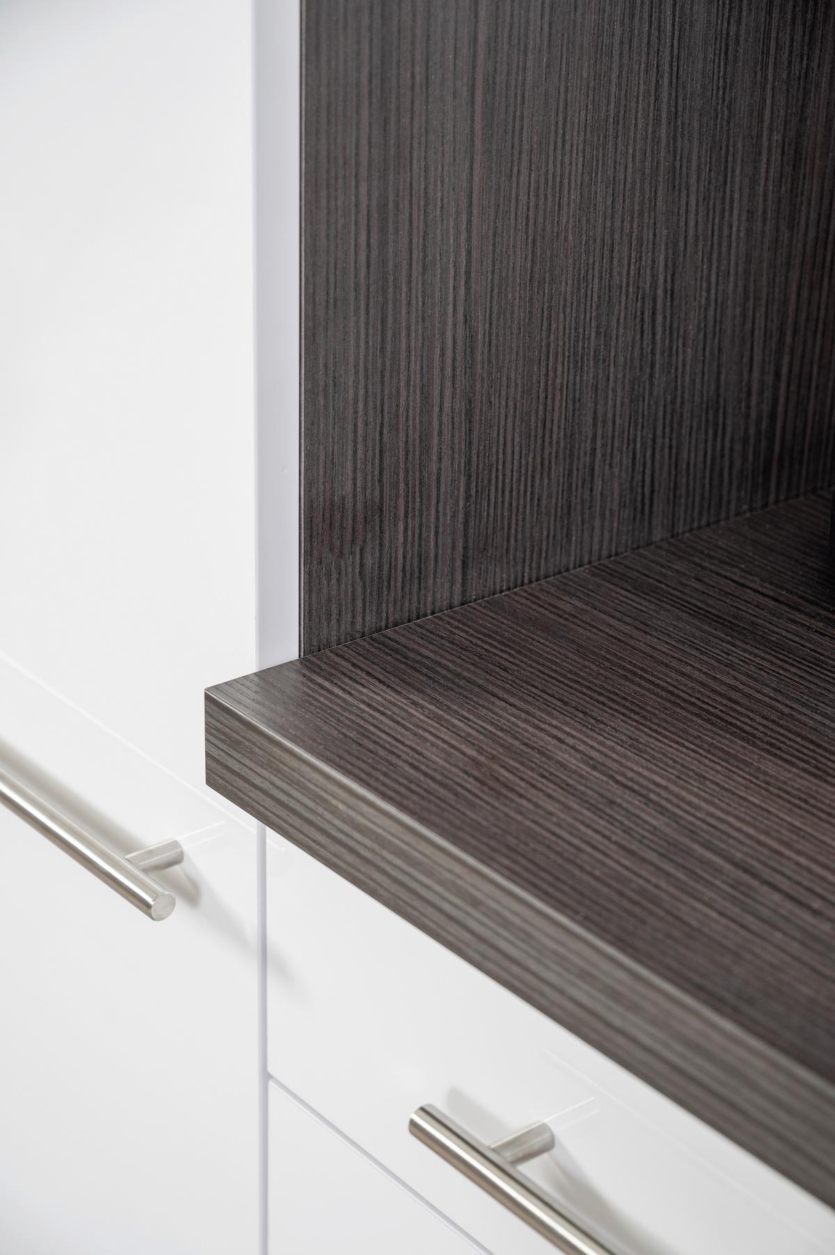 Küchenblock Grau Hochglanz m. Geräte B: ca. 210 cm - Alufarben/Grau, Basics, Holzwerkstoff (210cm) - Respekta