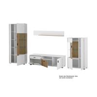 Wohnwand Hudson Weiß/Eichefarben - Eichefarben/Schwarz, Design, Glas/Holzwerkstoff (320/180/42cm) - MID.YOU