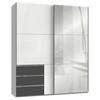 Schwebetürenschrank Level 36D ca. 200 cm Graphitfarben/Weiß - Chromfarben/Weiß Hochglanz, MODERN, Holzwerkstoff/Metall (200/236/65cm) - MID.YOU