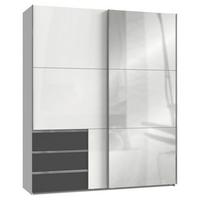 Schwebetürenschrank Level 36D ca. 200 cm Graphitfarben/Weiß - Chromfarben/Weiß Hochglanz, MODERN, Holzwerkstoff/Metall (200/236/65cm) - MID.YOU