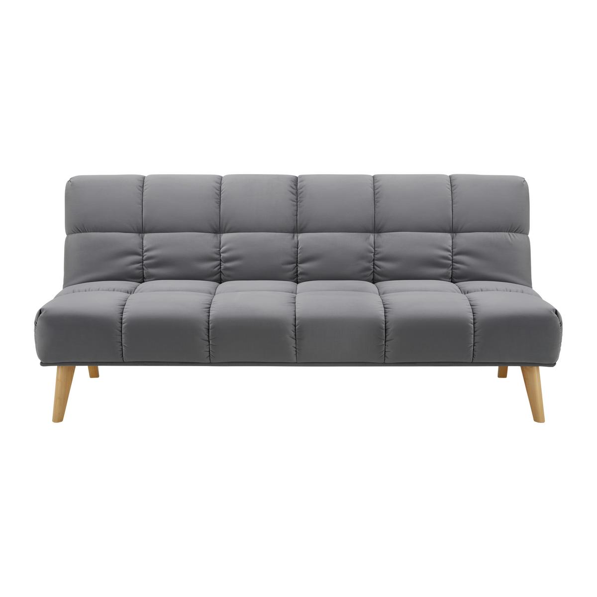 Bettsofa ALVA Dunkelgrau Holzfuss - Dunkelgrau/Naturfarben, Modern, Holz/Textil (185/80/88cm) - Bessagi Home