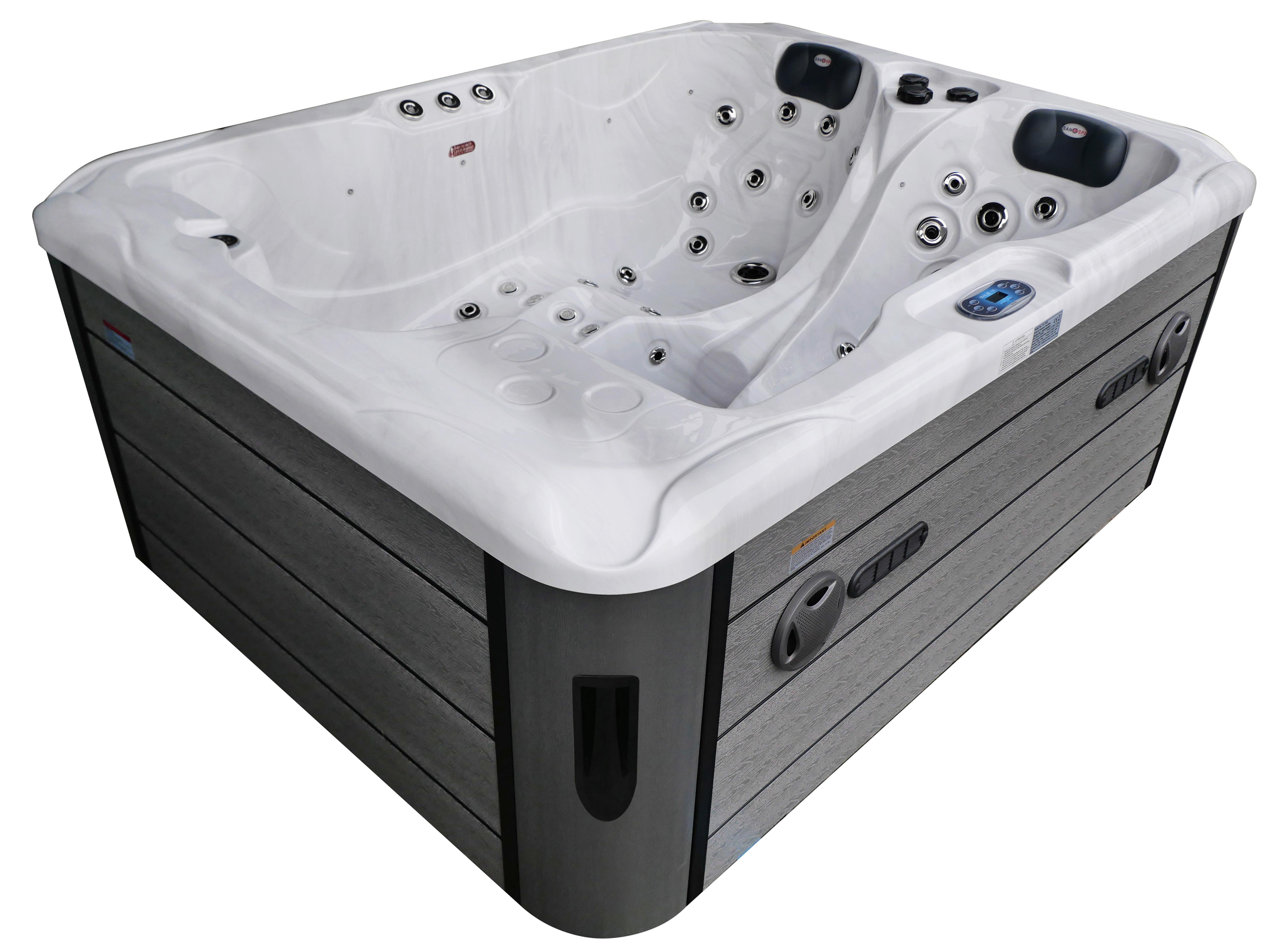 Whirlpool Capri Grauweiß ca. 210x160x90cm - Grauweiß, KONVENTIONELL, Kunststoff (210/160/90cm) - Sanotechnik