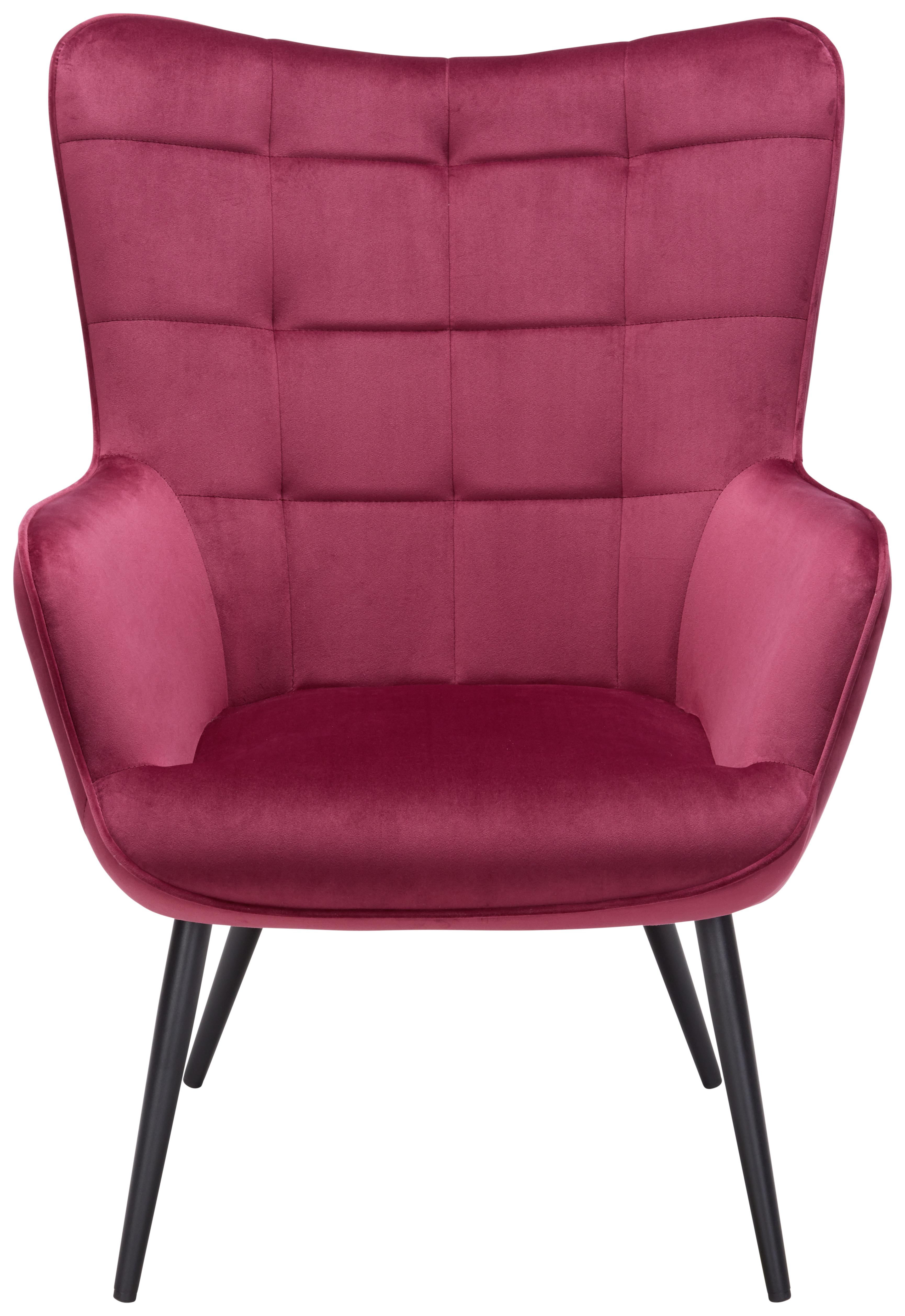 Relaxsessel aus Samt in Rot - Rot/Schwarz, Modern, Textil/Metall (72/98/80cm) - Modern Living