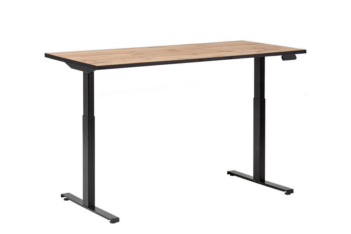 Schreibtisch Serie 2000 Eiche ca. 160x75x73-117,5cm - Eichefarben/Schwarz, KONVENTIONELL, Holzwerkstoff/Metall (160/75/73-117,5cm) - MID.YOU