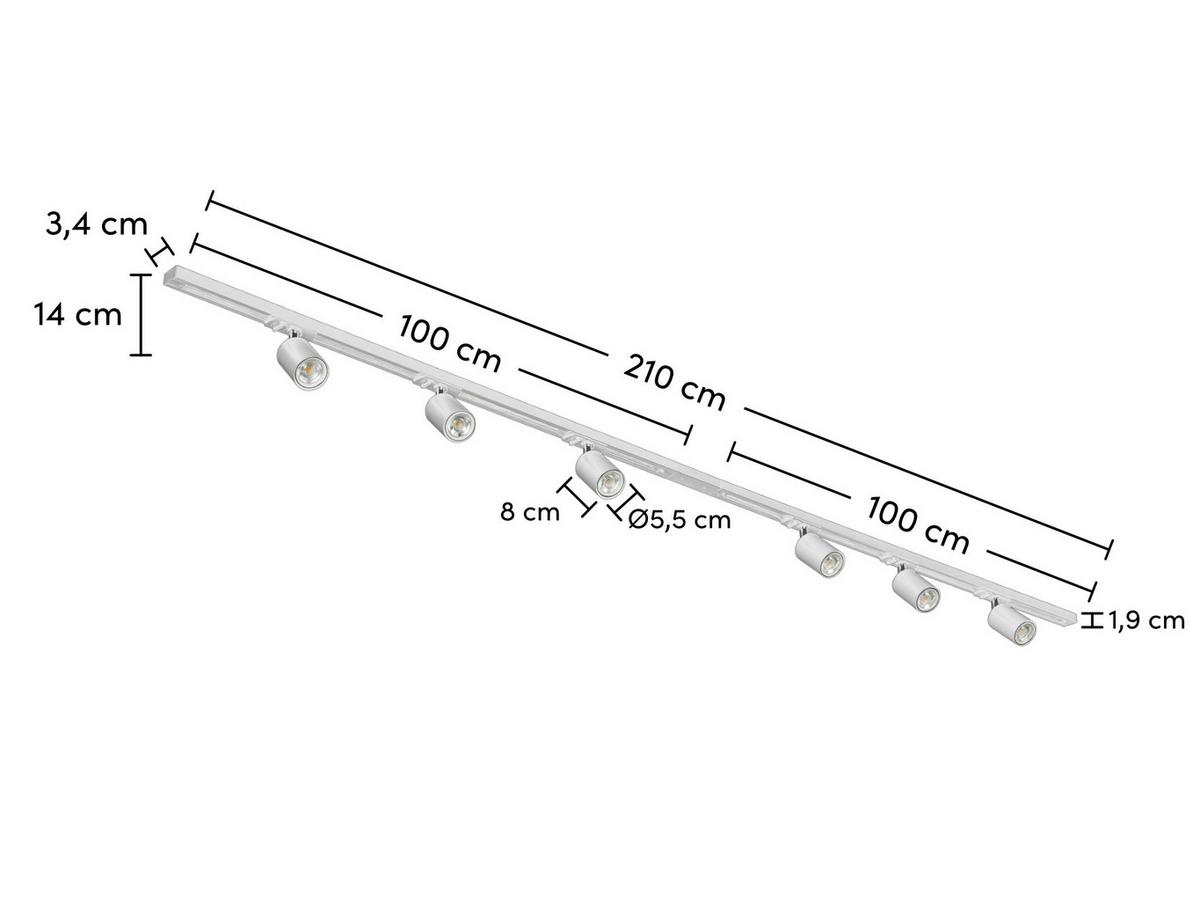 SYSTEM SZYNOWY BINE - biały/kolor chromowy, Trend, tworzywo sztuczne/metal (210/5,5/14cm) - Novel