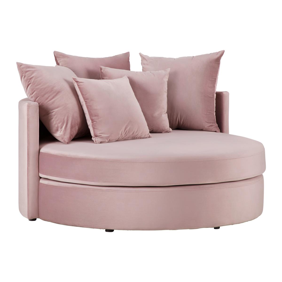 Sofa Elena Rosa Samt - Schwarz/Rosa, MODERN, Holz/Kunststoff (130/65/140cm) - Bessagi Home