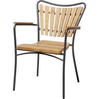 Gartenstuhl Ellen Anthrazit/Teak stapelbar - Anthrazit/Teakfarben, KONVENTIONELL, Holz/Metall (58,5/78/56,5cm) - Gardenson