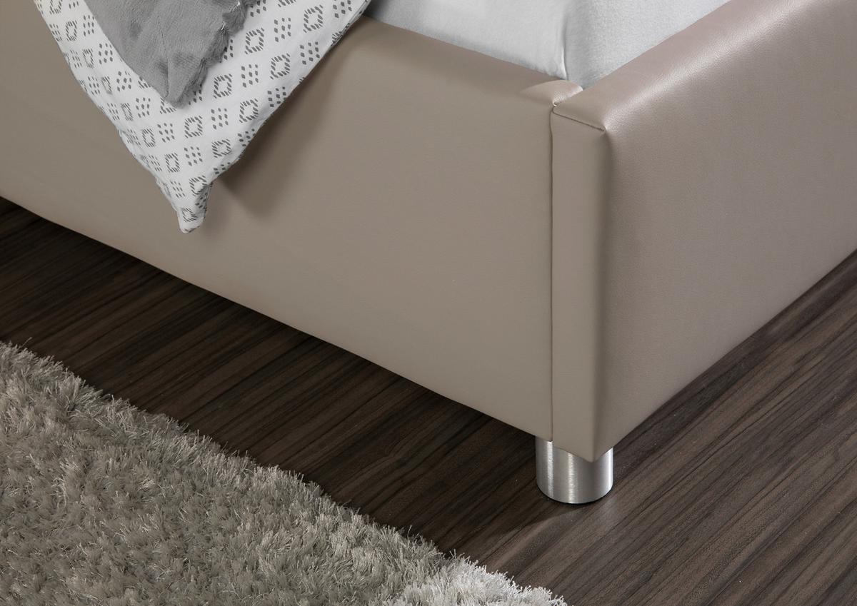 Polsterbett Baltimore Taupe ca. 100x200 cm - Taupe/Alufarben, MODERN, Textil/Metall (100/200cm) - Livetastic