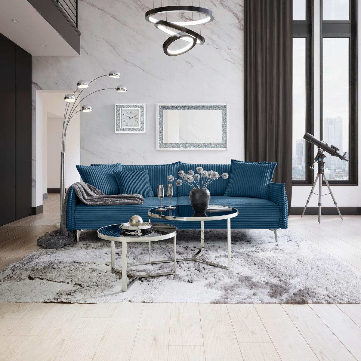 Mega Sofa Kiss - boje kroma/plava, Moderno, drvo/metal (241/90/117cm) - Mömax