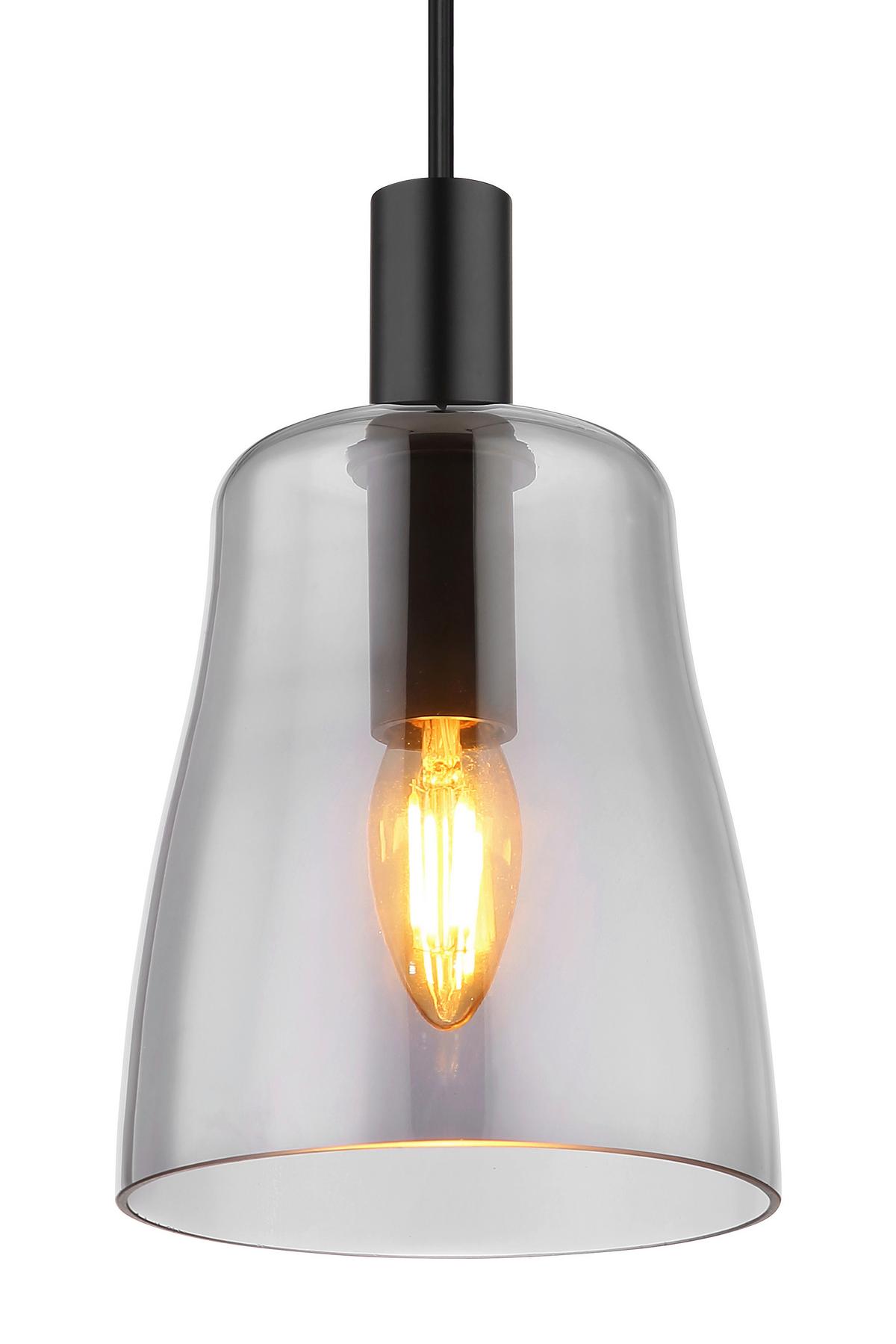 Svjetiljka Viseća 15789h1b Garri - crna, Design, staklo/metal (14.5/14.5/120cm) - Globo