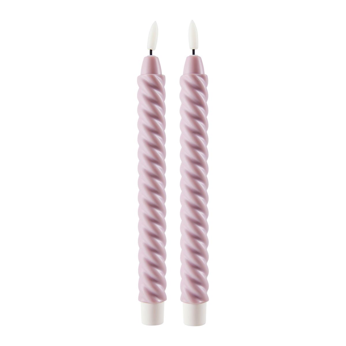 Led-es Hengergyertyaszett 2db/csomag Twist - lila, Konventionell, műanyag (2/25cm) - Modern Living