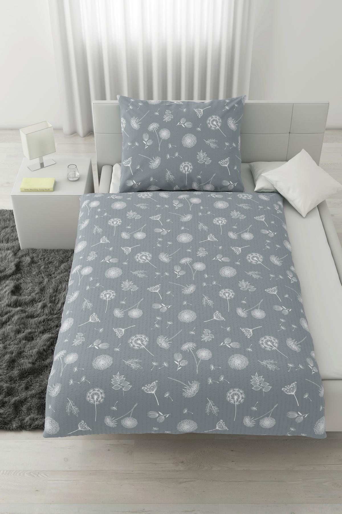 Bettwäsche Pusteblume XL Grau ca. 140x220cm - Grau, KONVENTIONELL, Textil (140/220cm) - Modern Living