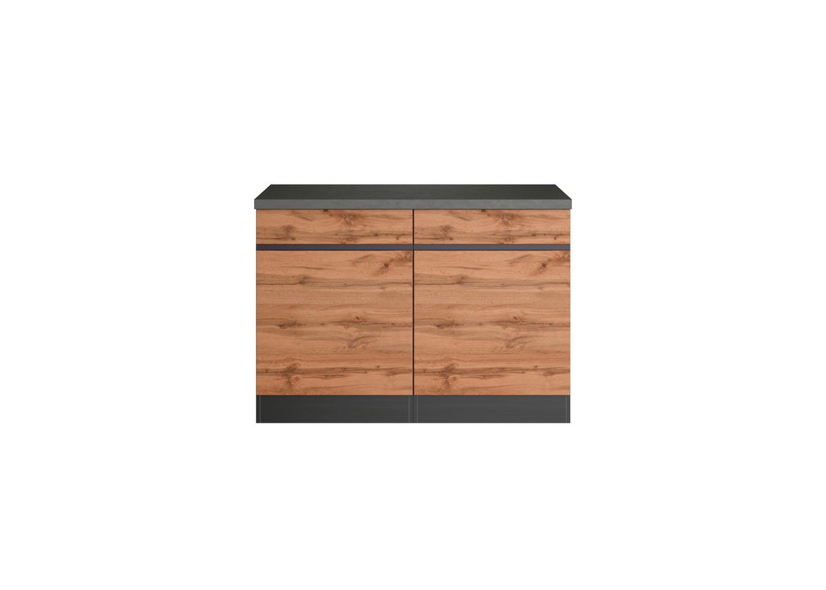 Küchenunterschrank Turin ca. 120x86 cm Graphit/Eiche - Eiche Wotan/Graphitfarben, Design, Holzwerkstoff (120/86/60cm) - Held