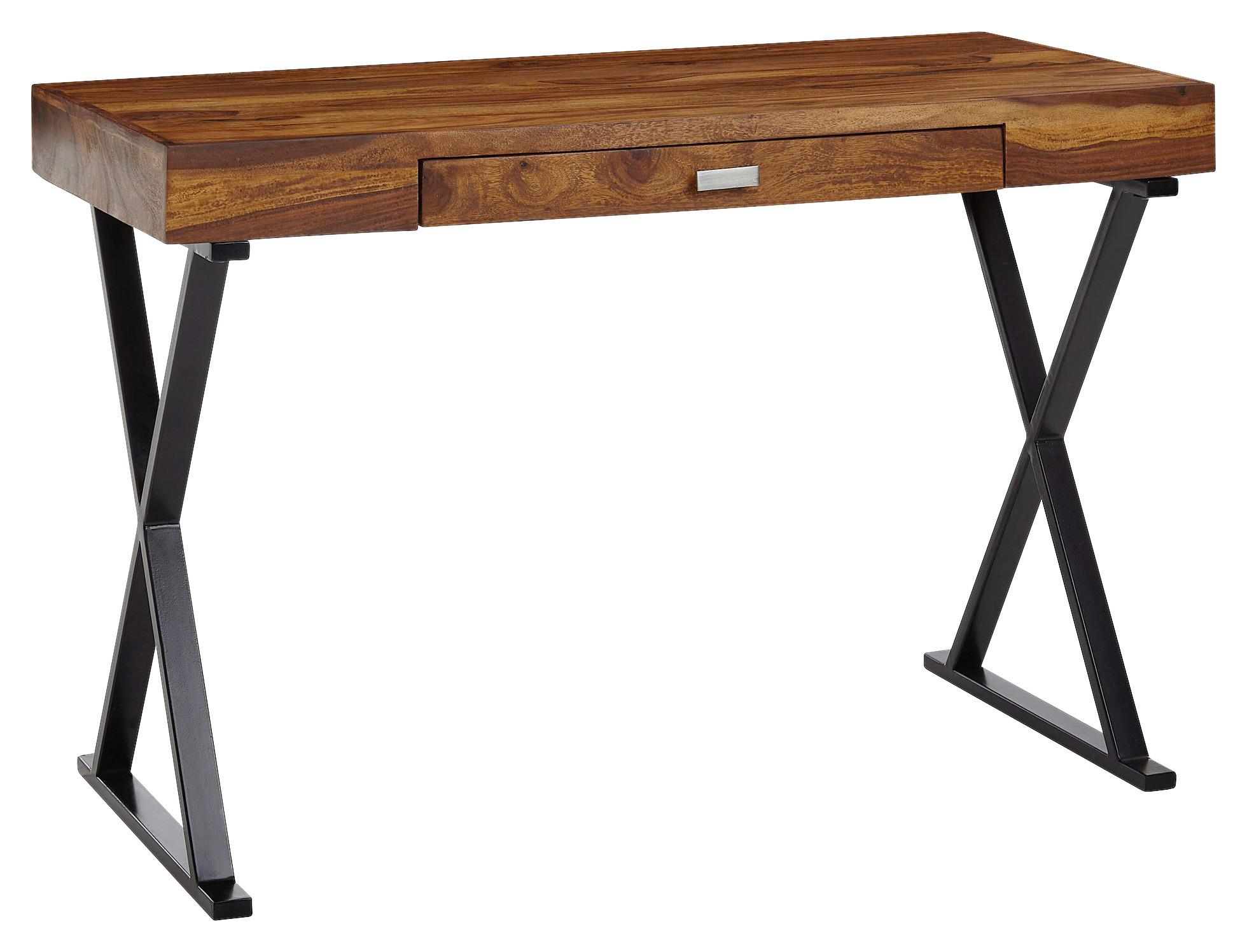 Schreibtisch Wohnling Sheeshamfarben ca. 120x55x78cm - Silberfarben/Sheeshamfarben, MODERN, Holz/Metall (120/55/78cm) - MID.YOU