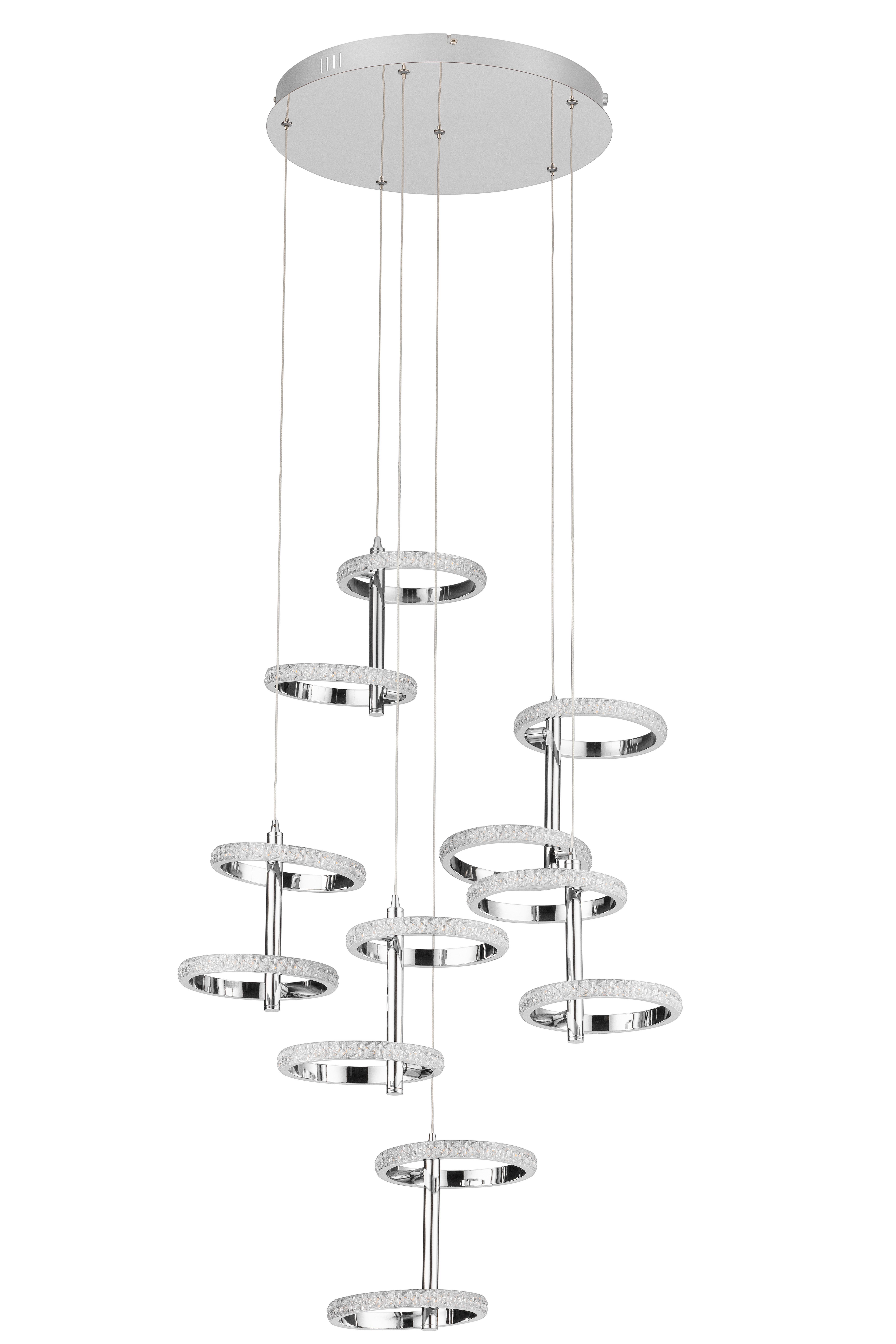 LED-HÄNGLAMPA RONG - kromfärg, Modern, metall/plast (60/60/120cm)