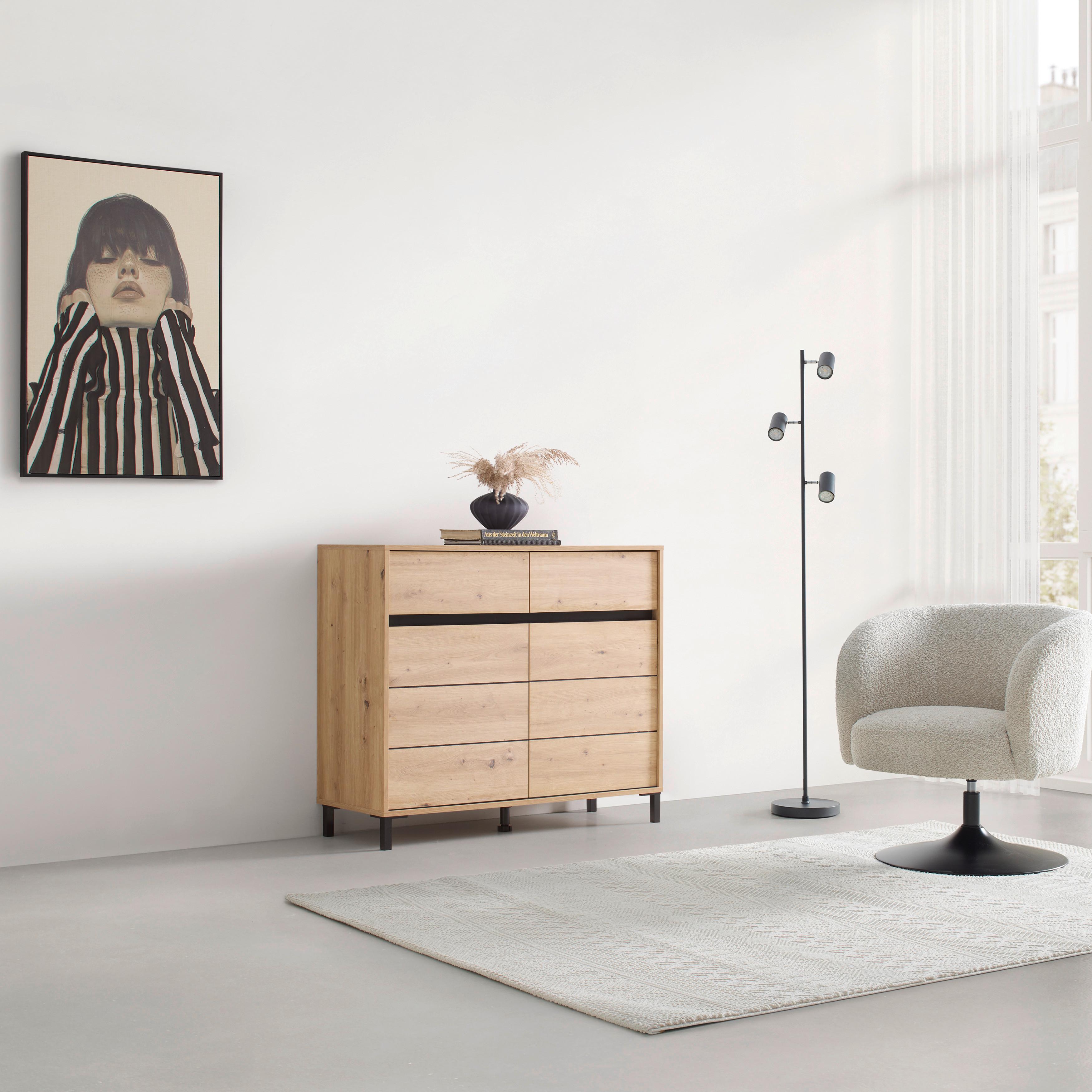 BYRÅ ARRAN - ek Artisan/svart, Modern, trämaterial (106/90/40cm) - Mömax