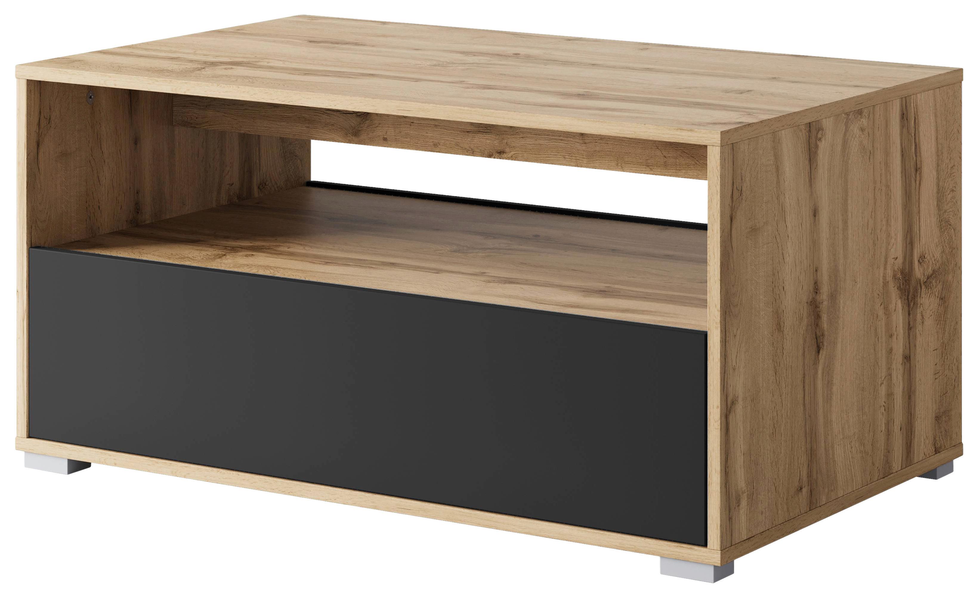 Couchtisch Narobi-II ca. 90x45x55 cm Eiche/Schwarz - Eiche Wotan/Schwarz, Trend, Holzwerkstoff/Kunststoff (90/45/55cm) - Livetastic