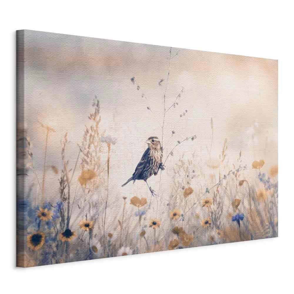 Slika Na Platnu August Melody - svetlo modra/bež, Basics, tekstil/les (120/80/1,2cm) - artgeist