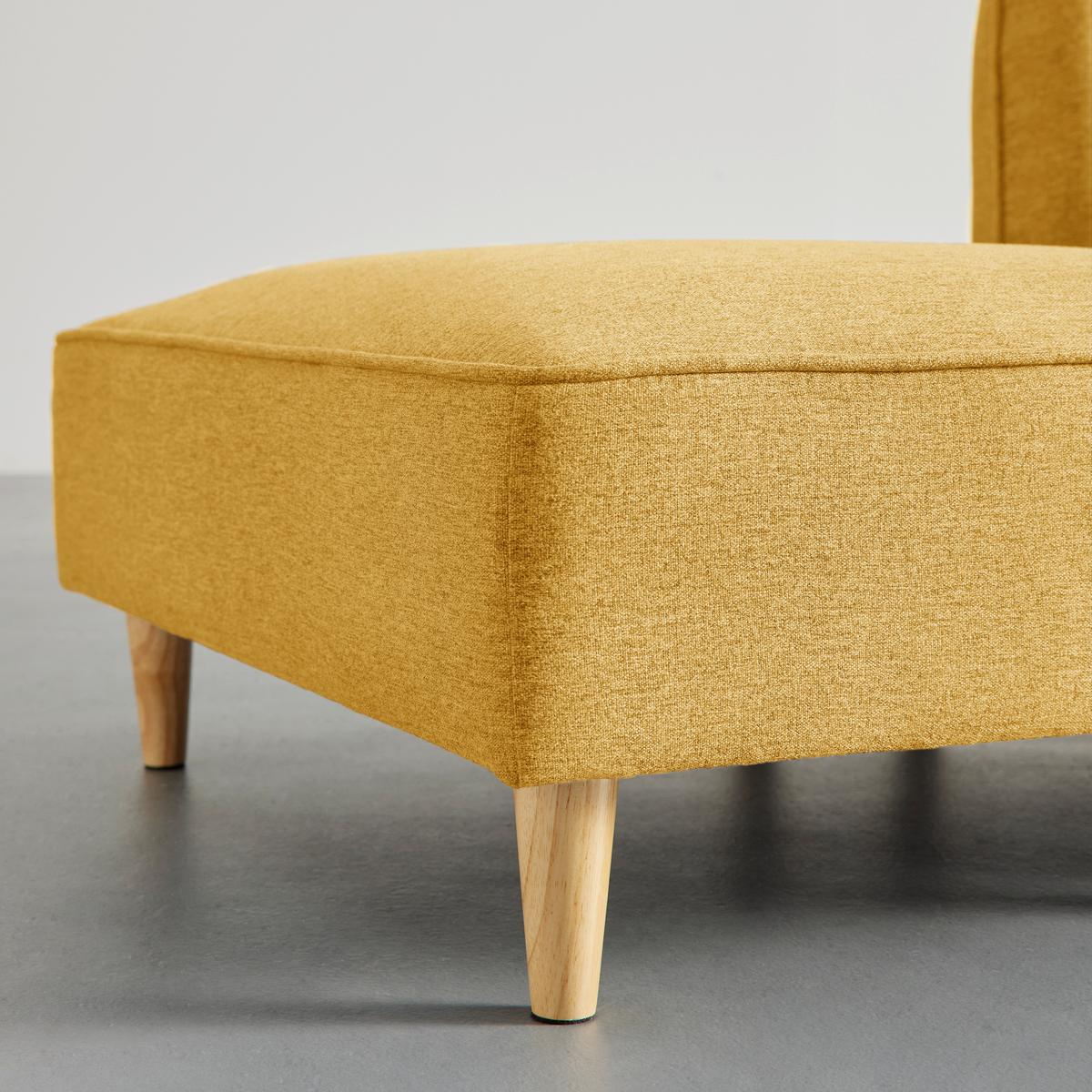 Sofa Fanny Gelb Leinenoptik mit Hocker - Gelb/Naturfarben, MODERN, Holz/Textil (154/55/73cm) - Bessagi Home