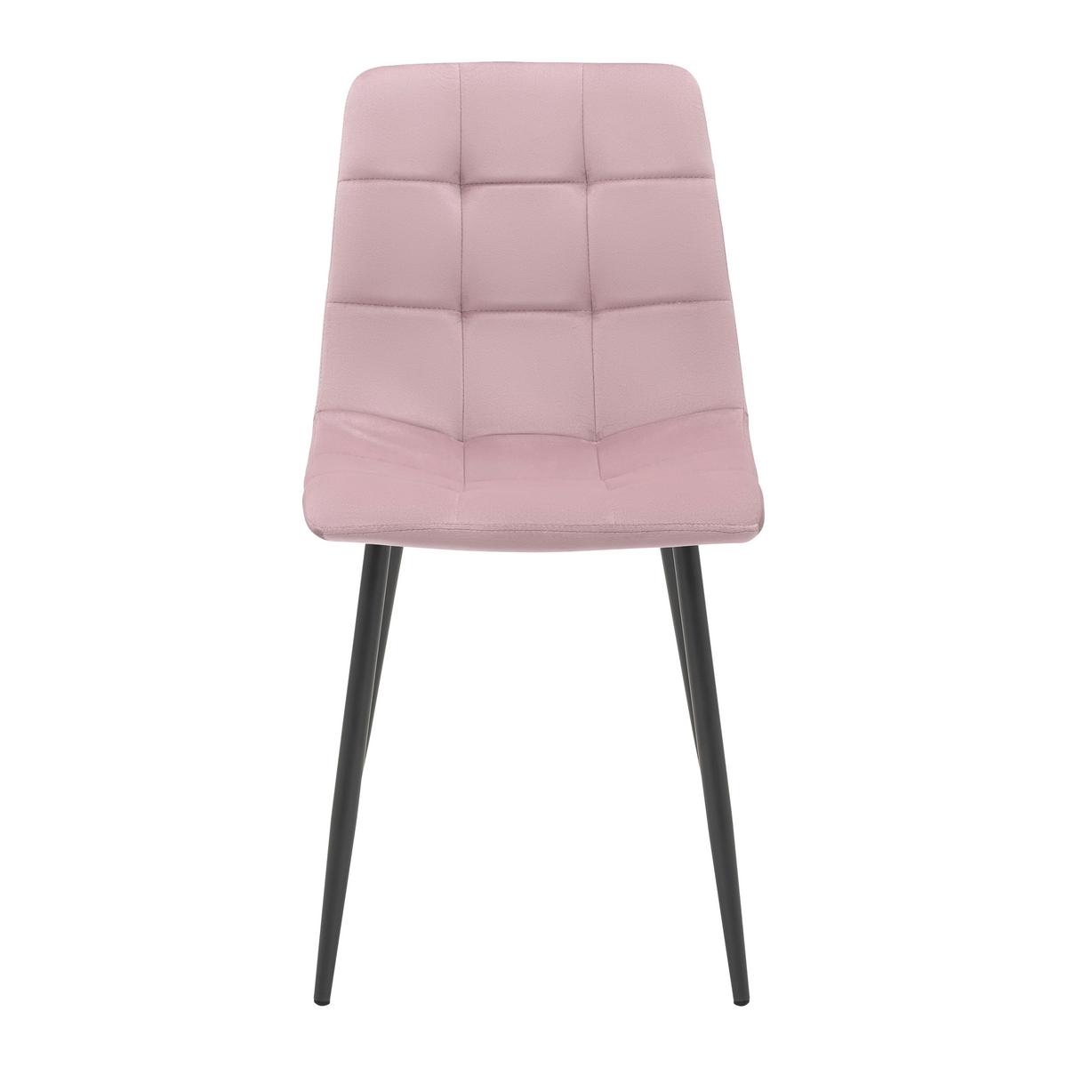 Stol Ria, Roza, Žamet - roza/črna, Moderno, kovina/tekstil (43,5/87/54cm) - Bessagi Home