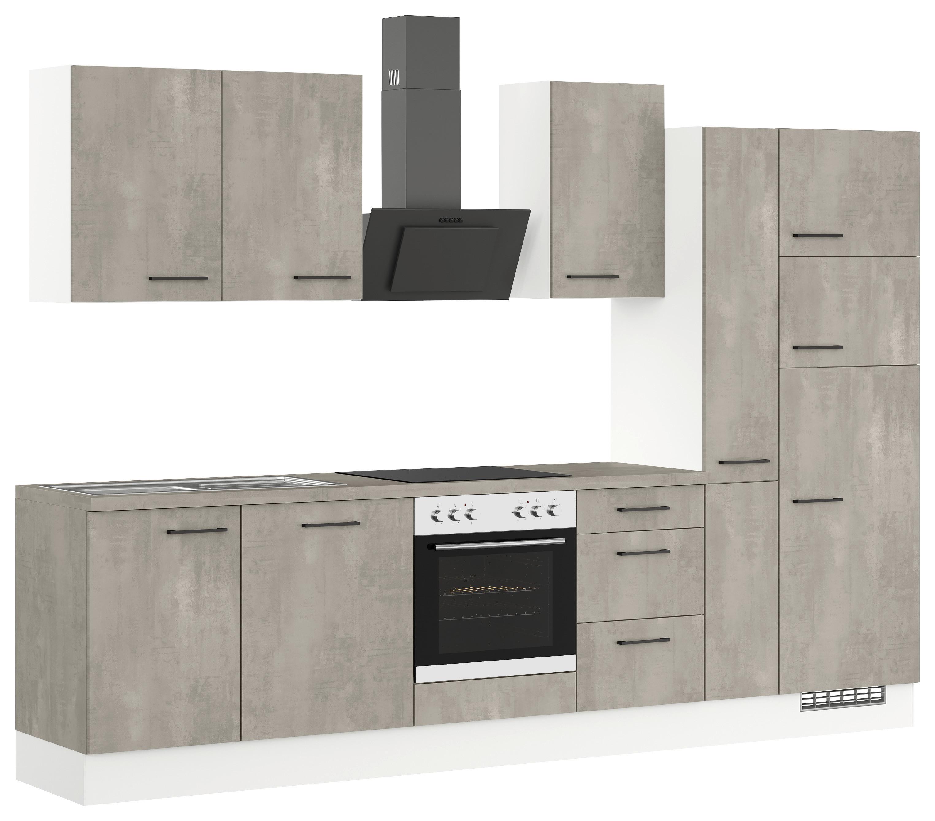 Küchenblock IBZ ohne Geräte ca. 310 cm Grau - Schwarz/Weiß, Design, Holzwerkstoff/Metall (310cm) - Impuls