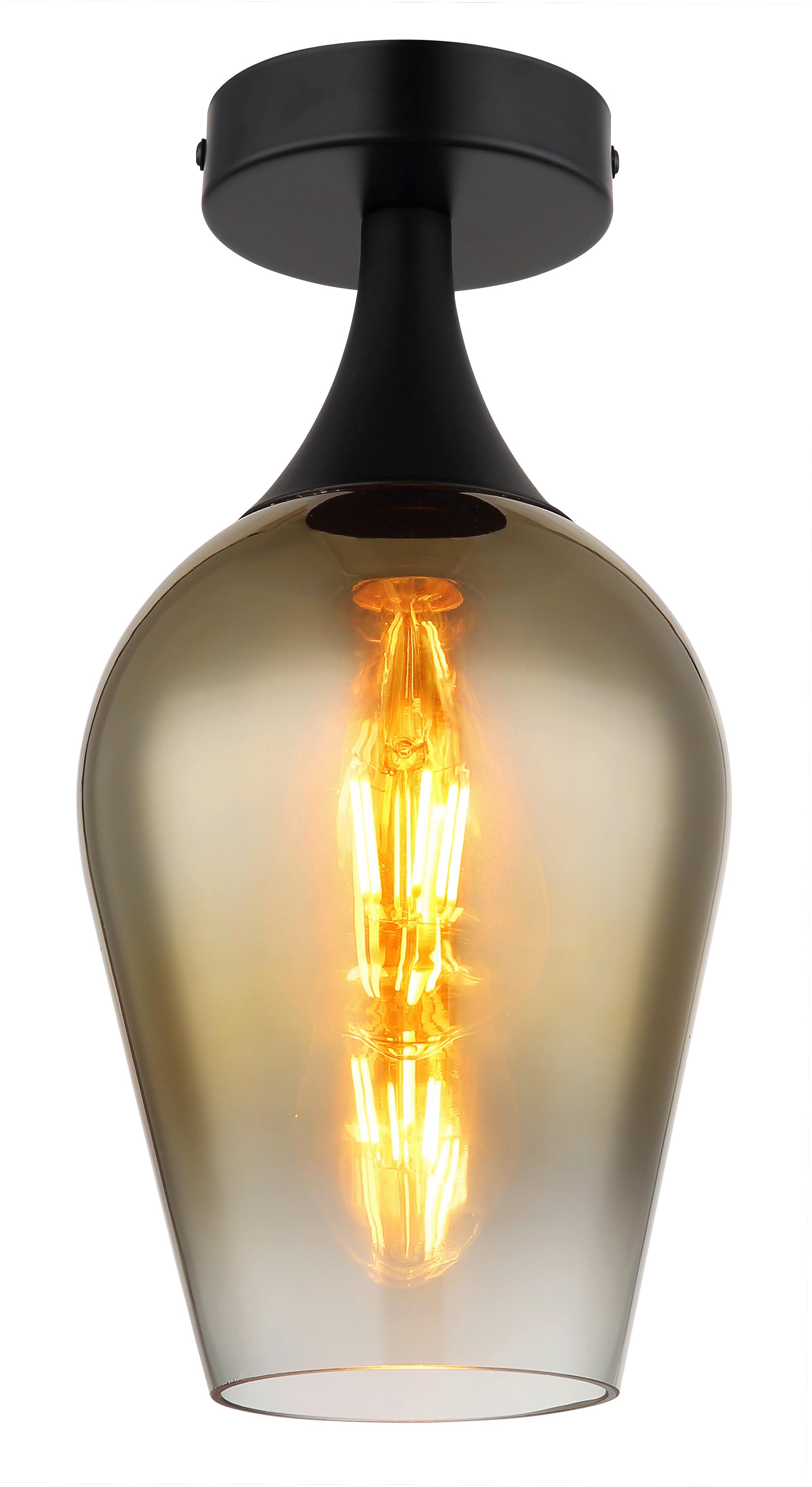 Deckenleuchte Lavus Schwarz/Goldfarben max. 40Watt - Klar/Goldfarben, Design, Glas/Metall (15/30cm) - Globo