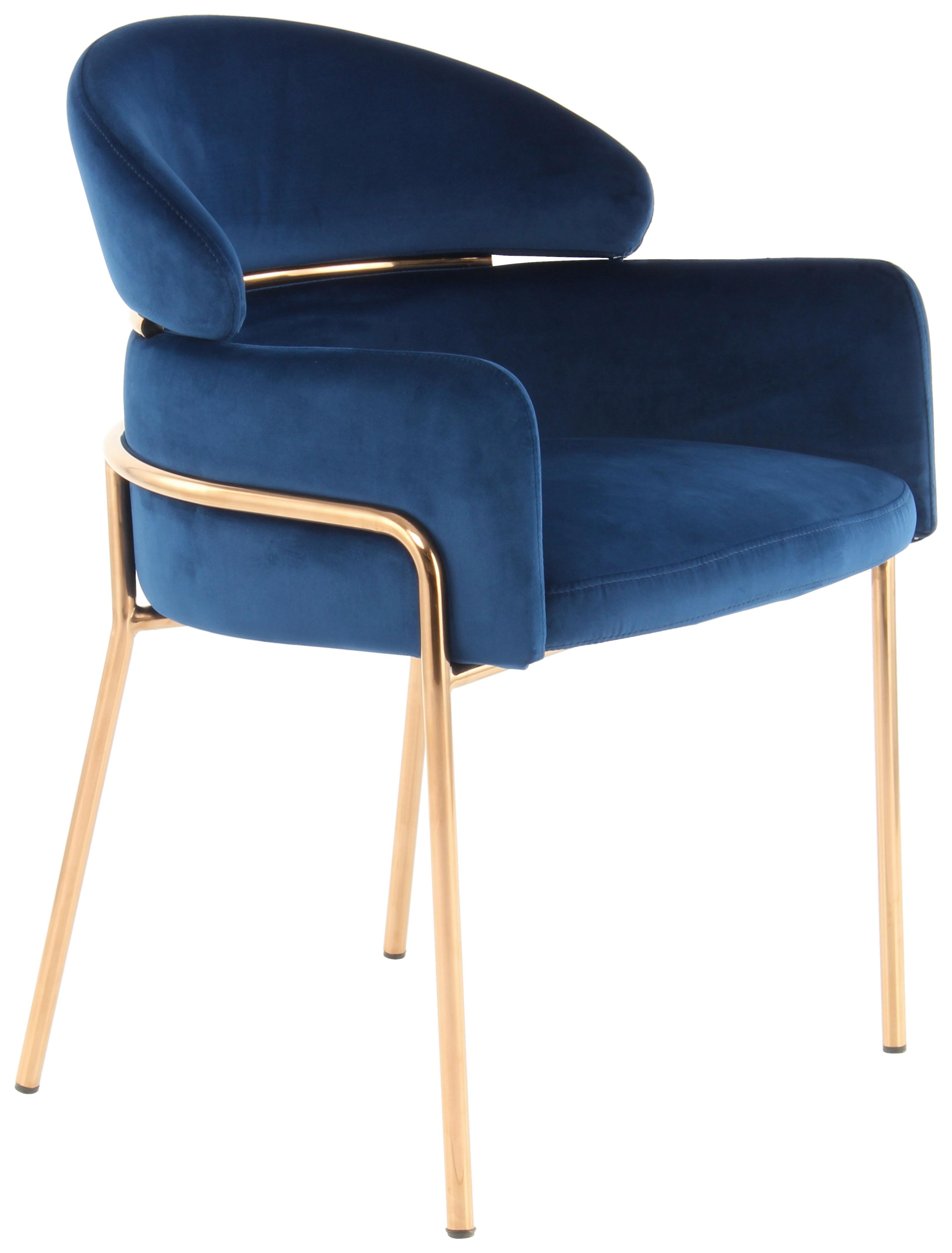 Karosszék Elva 100 - rosé arany/kék, Modern, textil/fém (58/79/57cm) - Kayoom