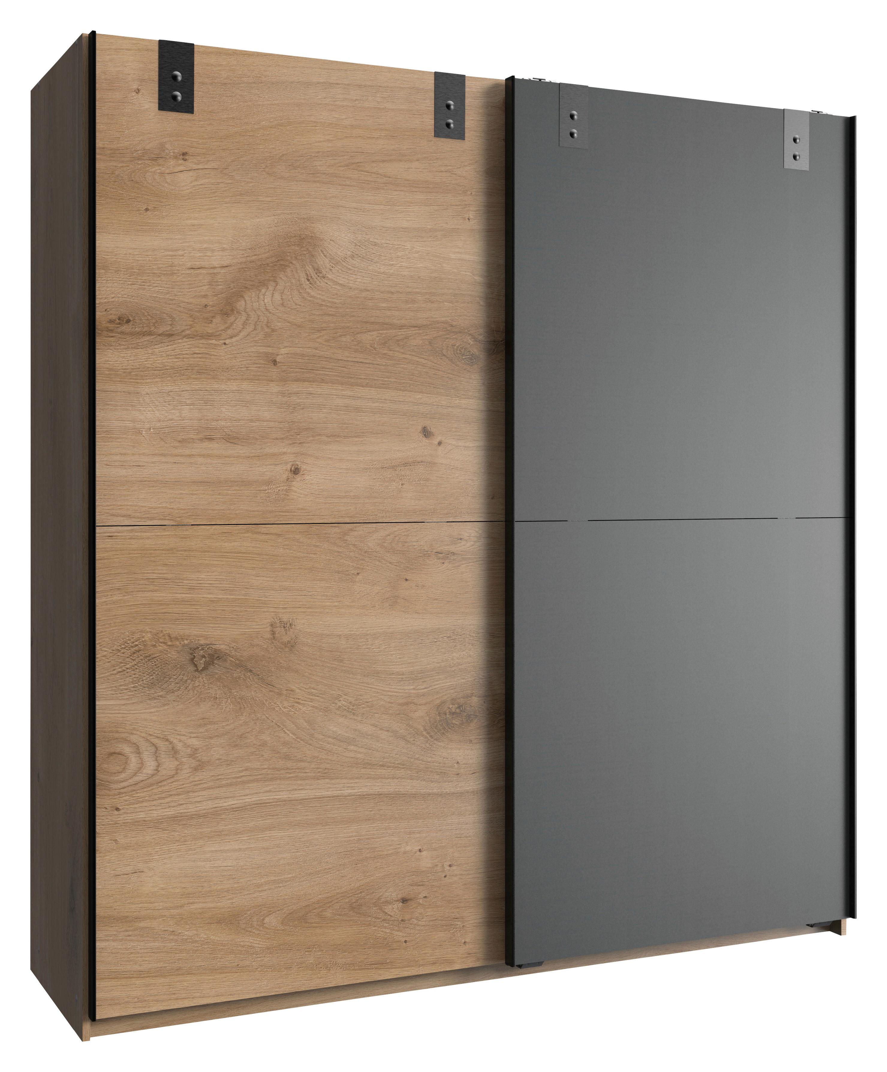 DULAP USI CULISANTE CARDIFF - culoare lemn stejar/grafit, Basics, material pe bază de lemn (180/198/64cm) - Modern Living