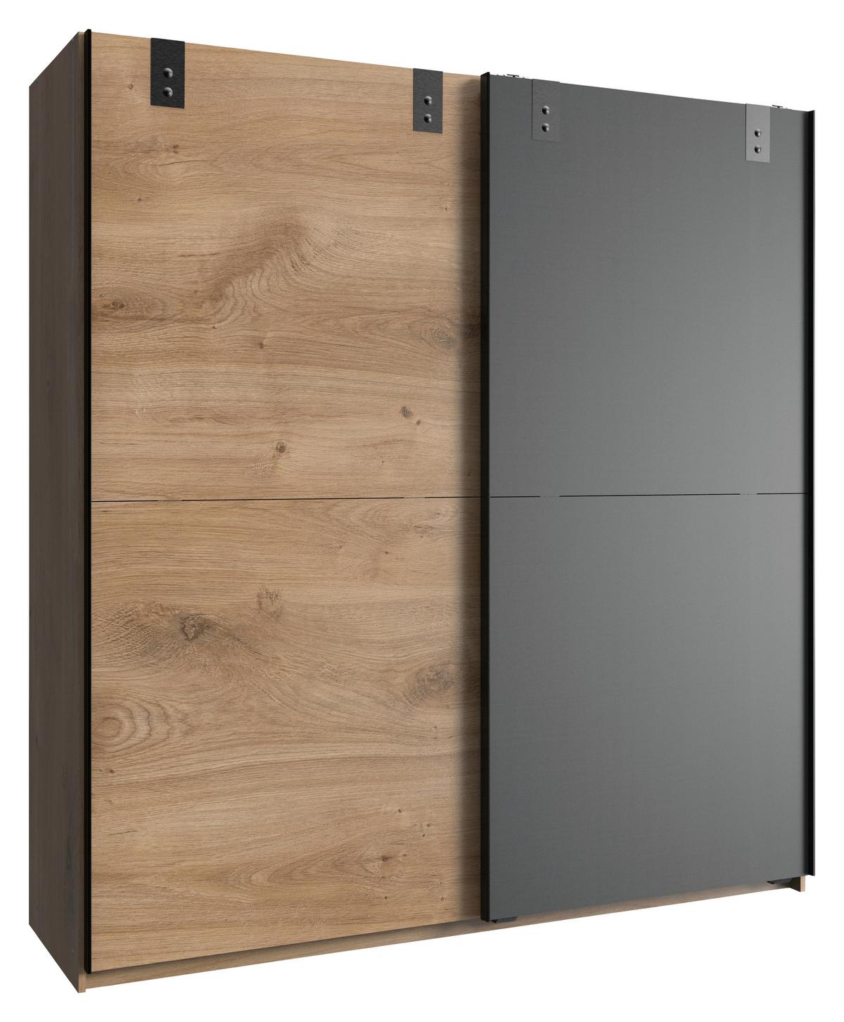 DULAP USI CULISANTE CARDIFF - culoare lemn stejar/grafit, Basics, material pe bază de lemn (180/198/64cm) - Modern Living