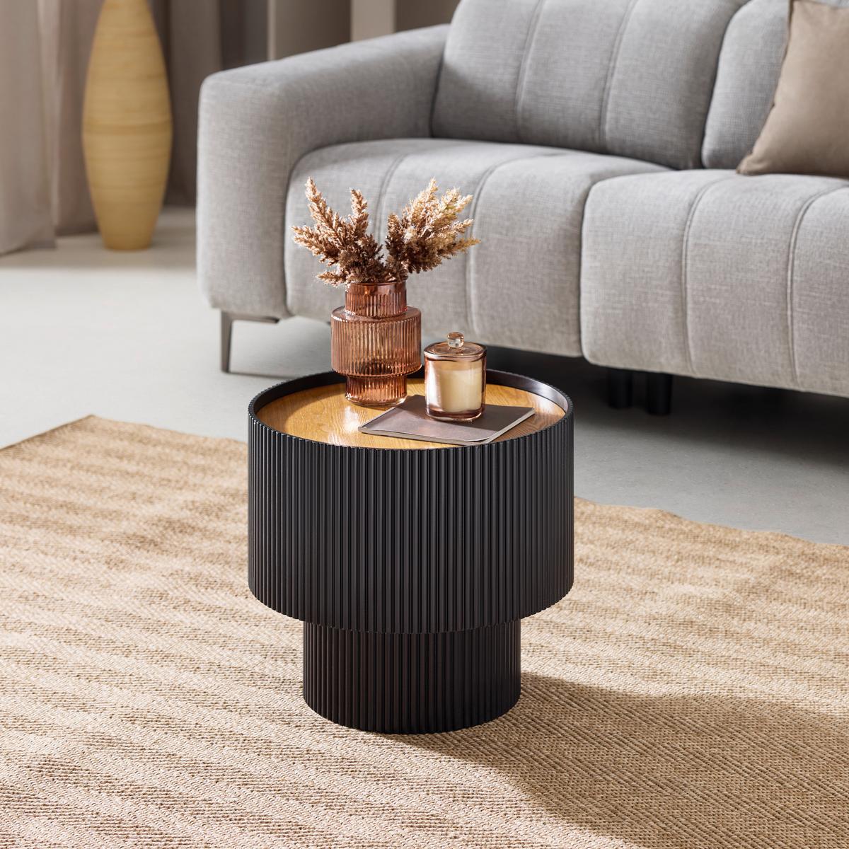 Couchtisch Johnny Naturfarben/Schwarz - Schwarz/Naturfarben, MODERN, Holzwerkstoff (45/40cm) - Mömax