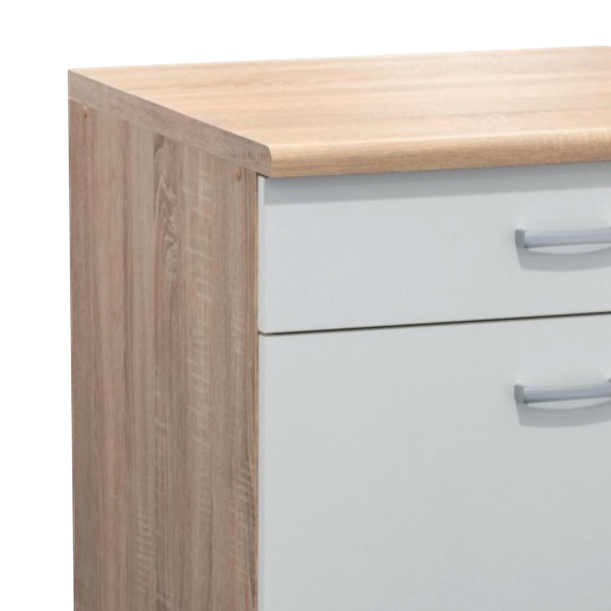 Kuhinjska Spodnja Omarica Andy, Bela, Barva Hrasta - srebrne barve/barve hrasta, Basics, umetna masa/leseni material (60/90/60cm) - Modern Living
