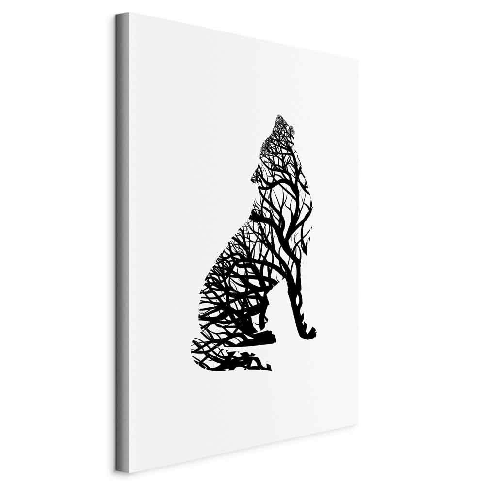 Slika Na Platnu Wolf Trail - črna/svetlo siva, Basics, tekstil/leseni material (40/60/1.2cm) - artgeist