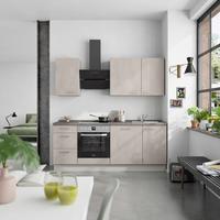 Küchenblock Riva High m. Geräten Grau - Schieferfarben/Edelstahlfarben, MODERN, Holzwerkstoff/Metall (210cm) - Nobilia
