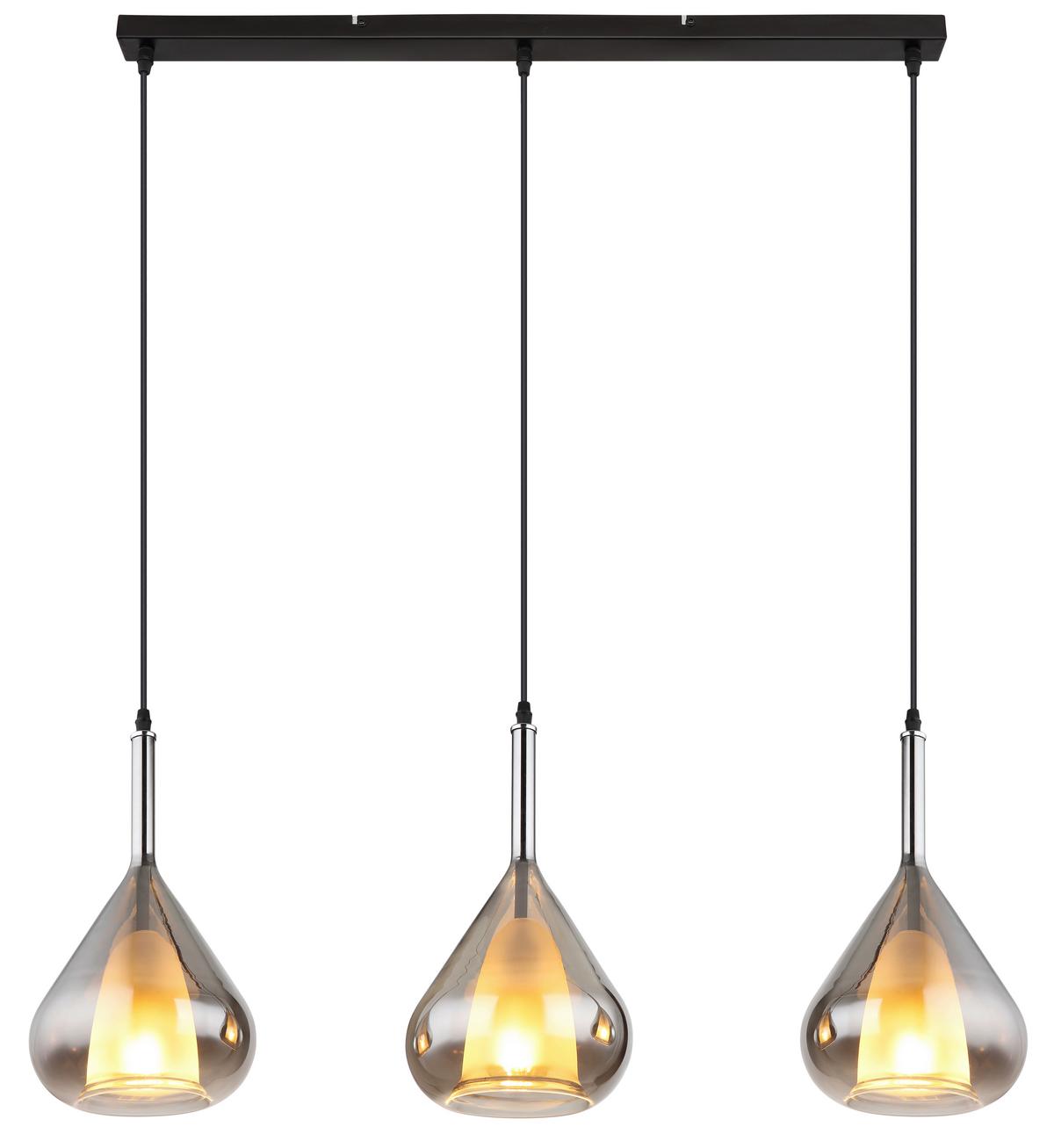 Viseča Svetilka 15542-3 - siva/črna, Design, kovina/steklo (90/20/140cm) - Globo