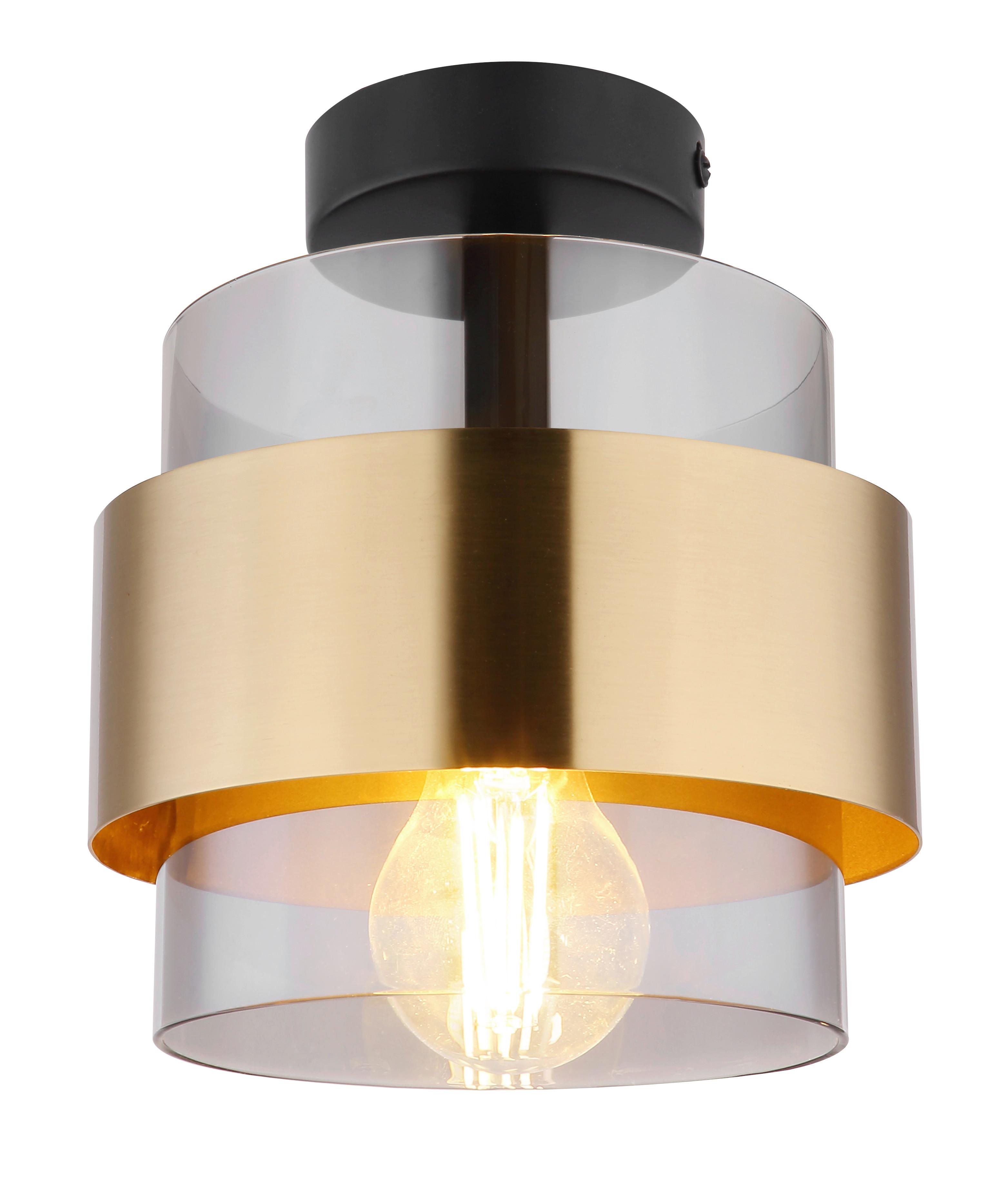 Deckenleuchte Milley in Schwarz/Messing max. 60 Watt - Messingfarben/Schwarz, MODERN, Glas/Metall (18/21,5cm)