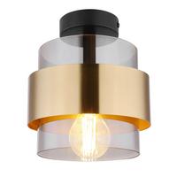 Deckenleuchte Milley in Schwarz/Messing max. 60 Watt - Messingfarben/Schwarz, MODERN, Glas/Metall (18/21,5cm)