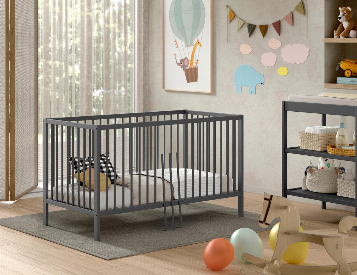 Kinder-/Juniorbett Dino ca. 70x140 cm Anthrazit - Anthrazit, MODERN, Holz (70/140cm) - MID.YOU