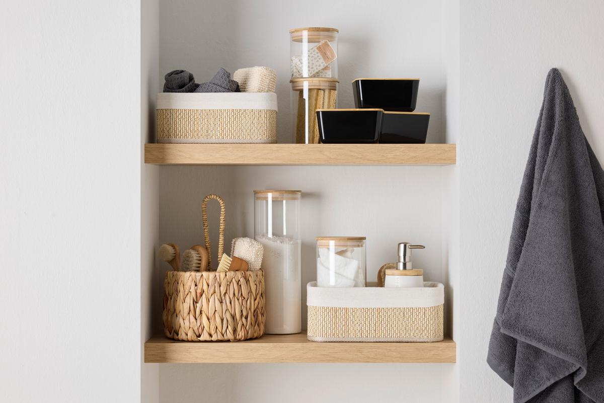 Vorratsdose Hedvig aus Glas Ø ca. 10cm - Naturfarben, Glas/Holz (10/10cm) - Zandiara