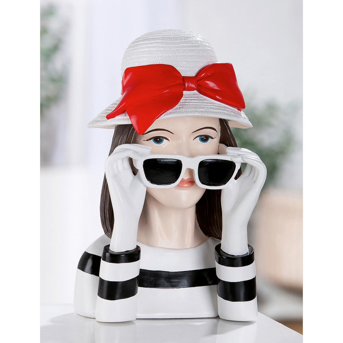 Dekobüste Lady Sophie Rot/Schwarz/Weiß - Rot/Schwarz, Basics, Kunststoff (18/28/13,5cm)