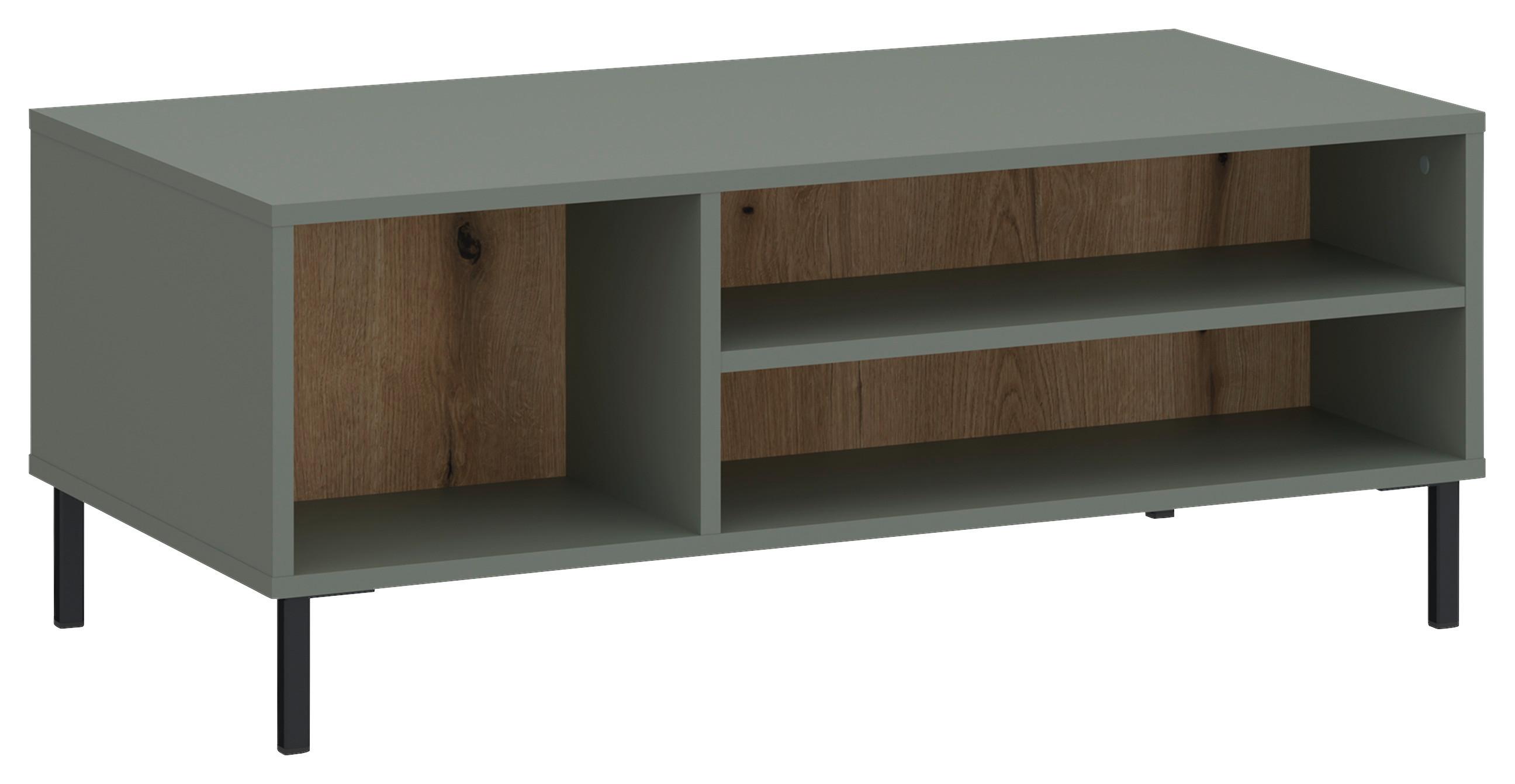 Măsuță de cafea POZZI - culoare lemn stejar/negru, Trend, metal/material pe bază de lemn (100/41,2/60cm) - Modern Living