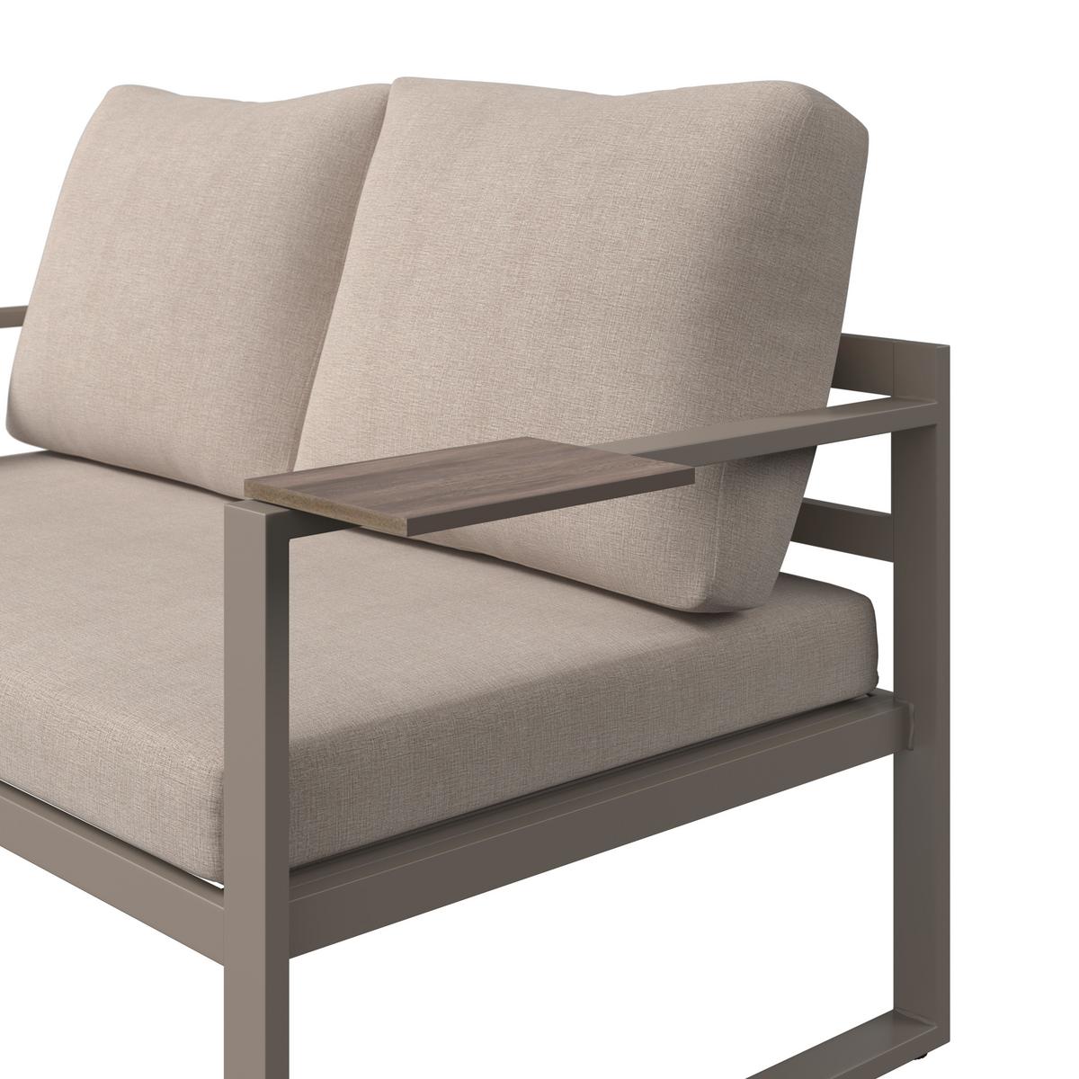 KOMPLET MEBLI TARASOWYCH ROBBIE - beżowy/ciemnoszary, Modern, tworzywo sztuczne/metal (155/65/74cm) - Ambia Garden