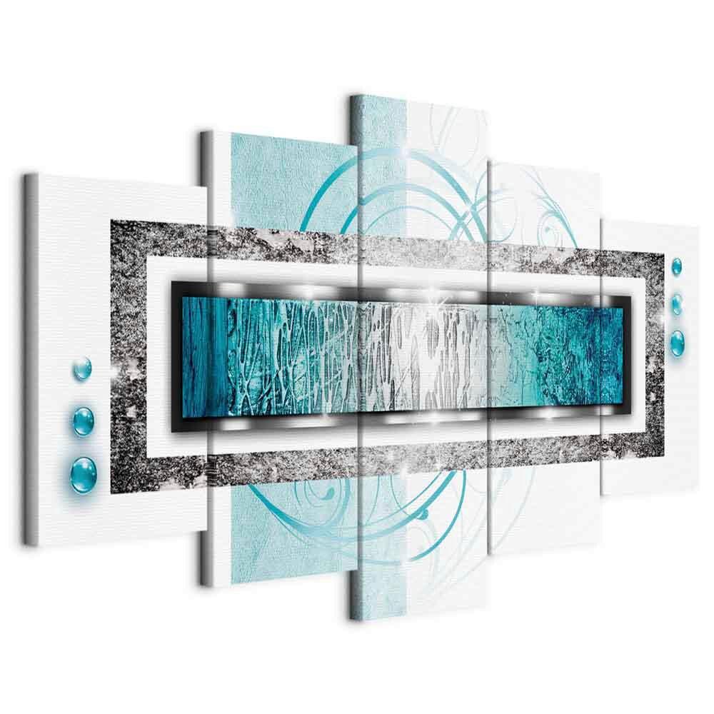 Leinwandbild Grau/Türkis - Türkis/Grau, Basics, Holzwerkstoff/Textil (100/50/1.2cm) - artgeist