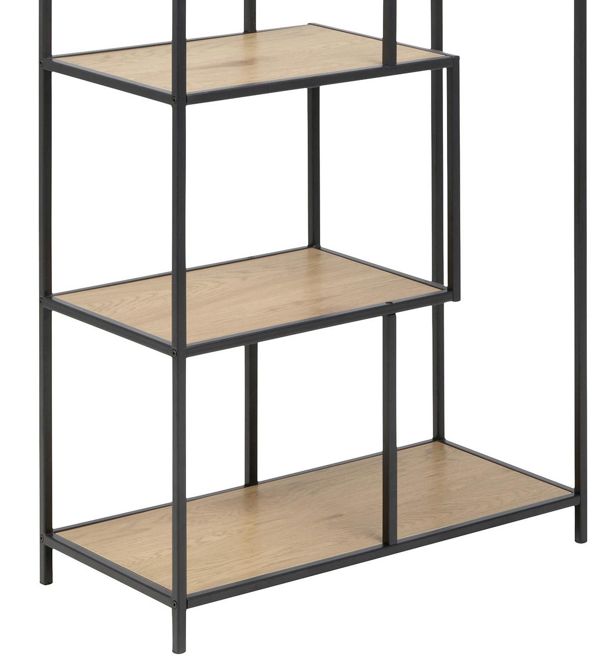 REGAŁ SEAFORD - kolor dębowy/czarny, Trend, materiał drewnopochodny/metal (77/185/35cm) - Xora