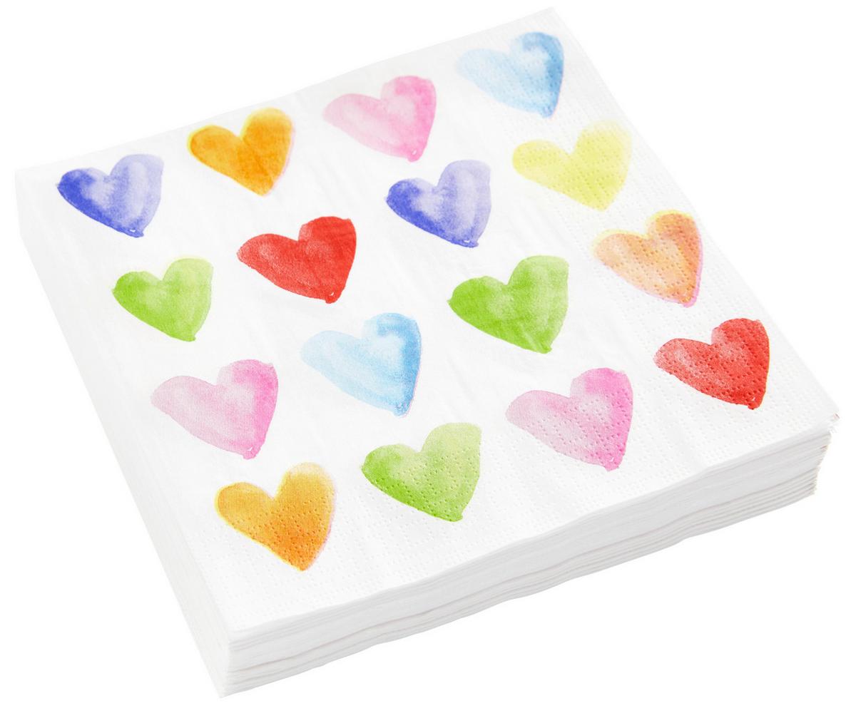 Serviette Kai in Weiß - Multicolor/Weiß, Papier (33cm)