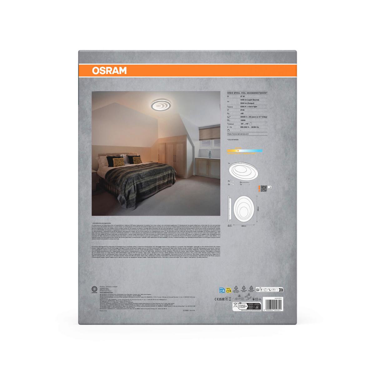 LAMPA SUFITOWA LED ORB SPRL OVL 485X385MM37W830WT - biały, Design, tworzywo sztuczne/metal (48,5/38,5/5,6cm) - Osram