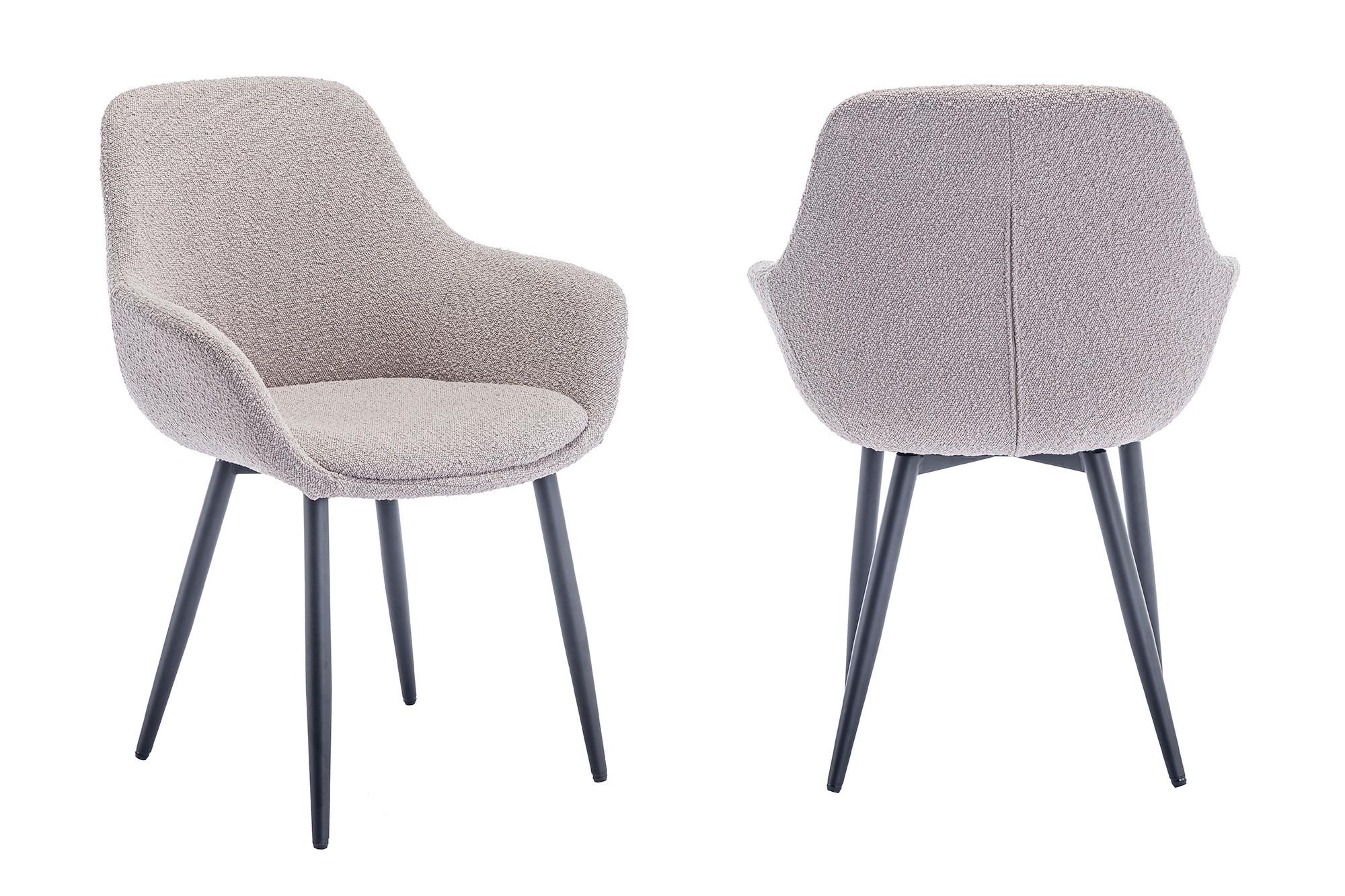 Set Stolov Bouclé, Rjavosiva, 2-Delni - rjavosiva/črna, Moderno, kovina/tekstil (64/86/59cm) - Livetastic