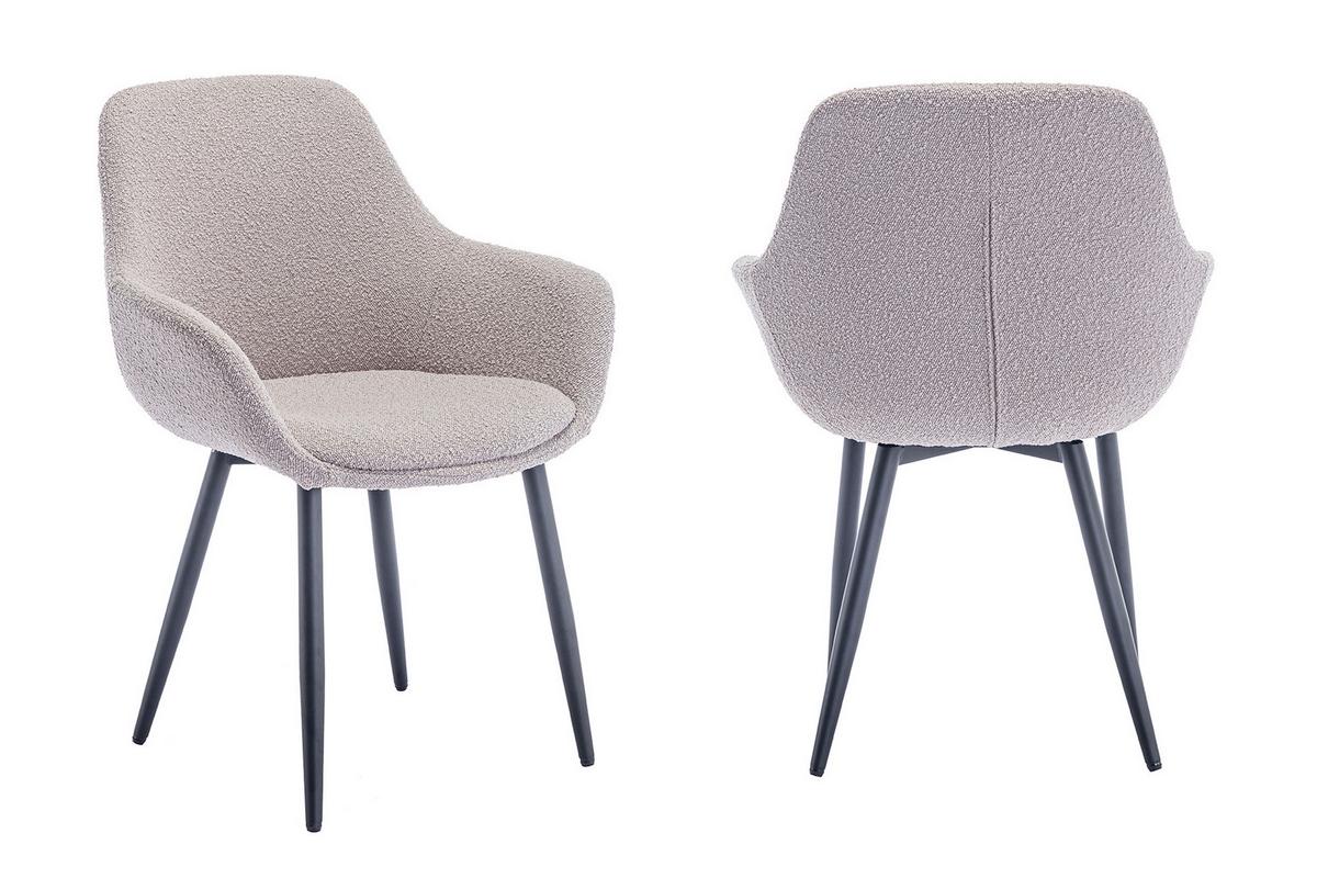 Set Stolov Bouclé, Rjavosiva, 2-Delni - rjavosiva/črna, Moderno, kovina/tekstil (64/86/59cm) - Livetastic