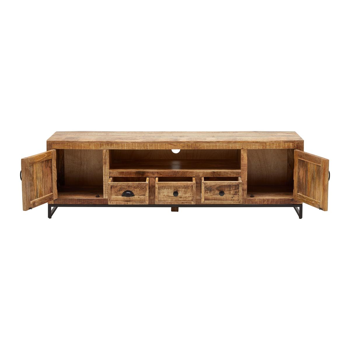 Nizka Omarica Leya -Exklusiv- - črna/naravne barve, Trendi, kovina/les (178/55/40cm) - Premium Living